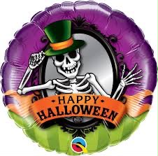 18C HAPPY HALLOWEEN SKELETON FOIL BALLOONS HELIUM Filled