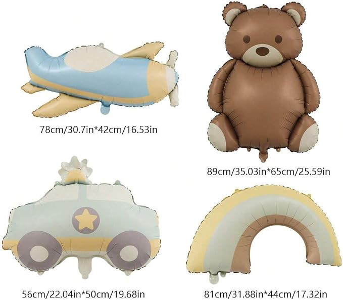BABY SET BROWN TEDDY BEAR FOIL BALLOONS HELIUM Filled