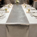 Silvery Disco Mirror Table Runner, Shiny Square Sequined Mesh Tablerunner