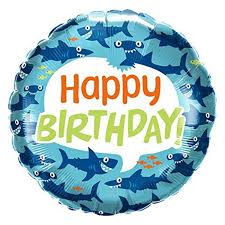 18C BIRTHDAY FUN SHARK FOIL BALLOON - Helium Filled