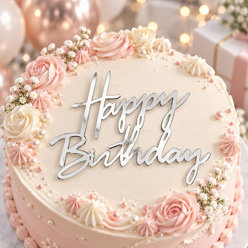 Happy Birthday Cake Toppers Acrylic Letter Cake Decoration