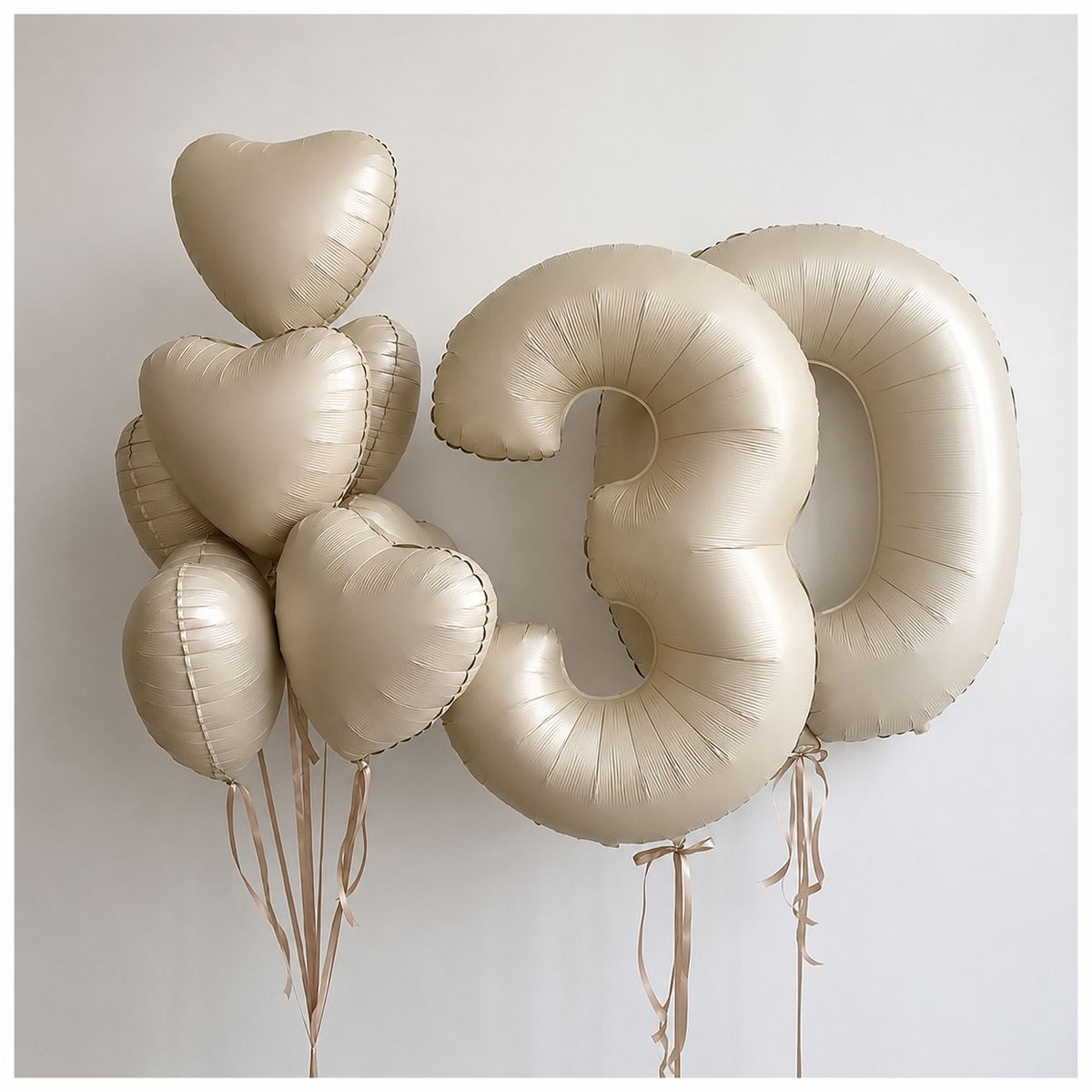 Any Two Number Aesthetic Heart All Foil Balloon Set