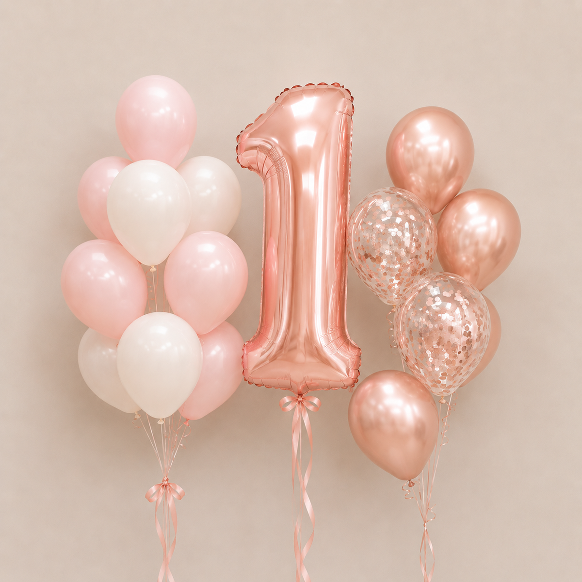 Any Number Lil Princess Chrome Confetti Celebration Balloon Bouquet Set