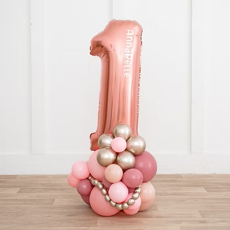 Any Single Personalised Chrome RoseGold Inflated Number Balloon Standee