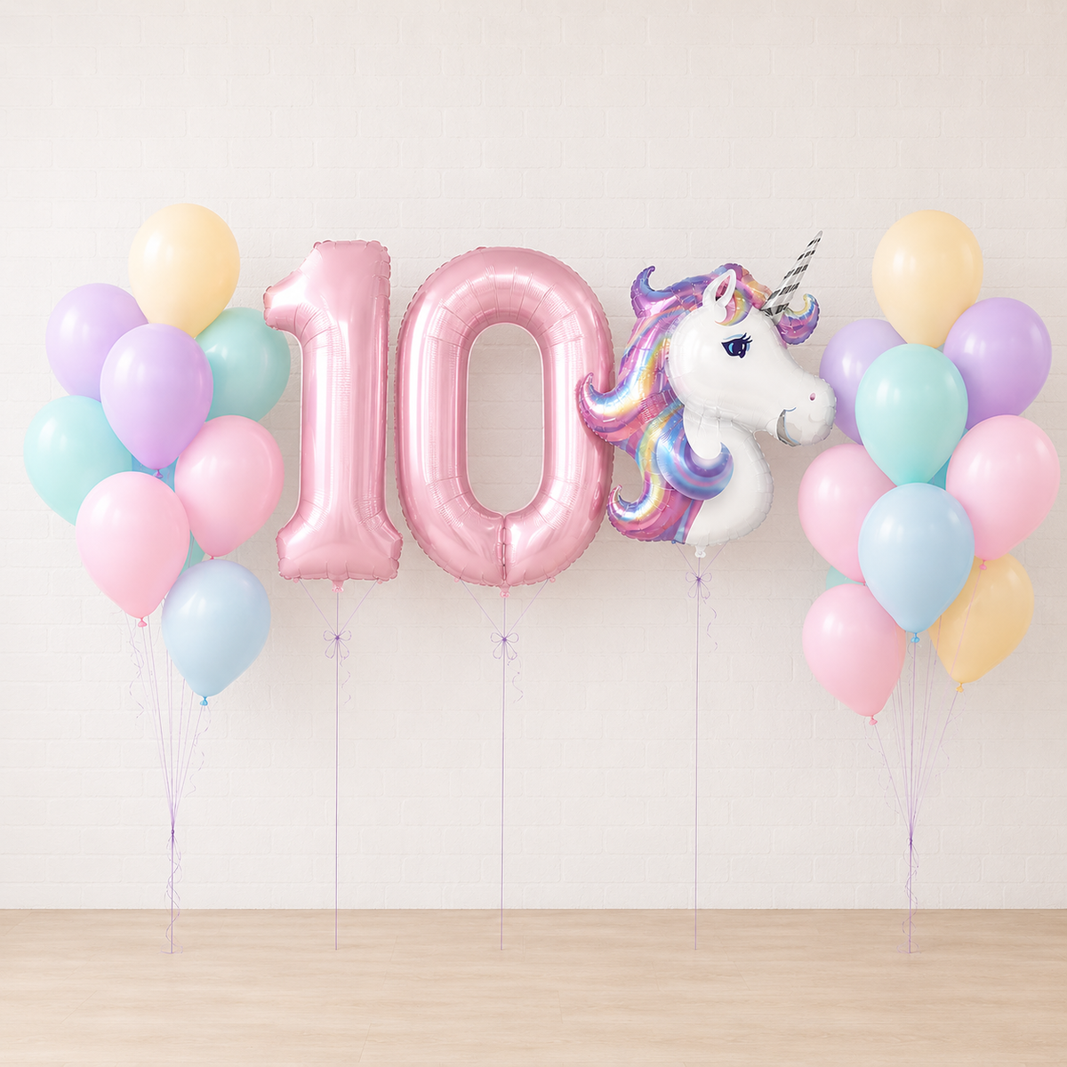 Any Two Number Unicorn Pastel Balloon Bouquet Set