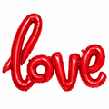 LOVE SCRIPT RED Foil Balloon Banner - AIR-FILLED (NON-FLYING)