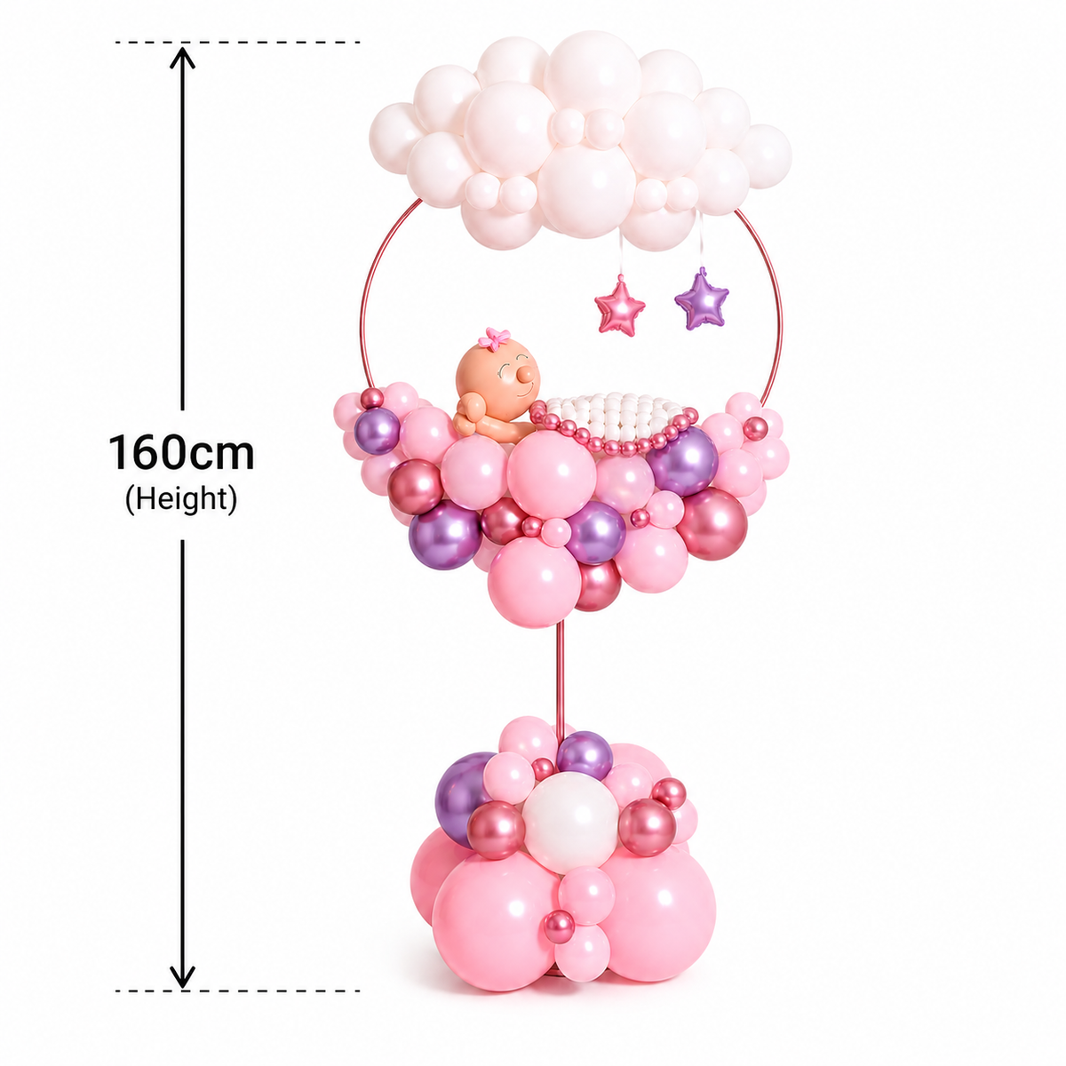 Twinkle Lil' Star Sleeping Baby GIRL Organic Classic Balloon Arrangement - PRE ORDER 1day Before
