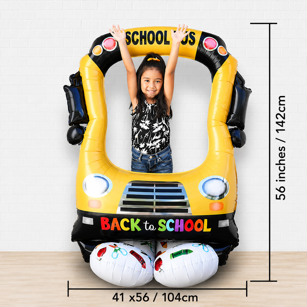 Back to School Bus Photo-Off Balloons AirLoonz - NON FLYING