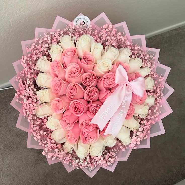 Purely Delighted Pink & White Roses Hand Bouquet