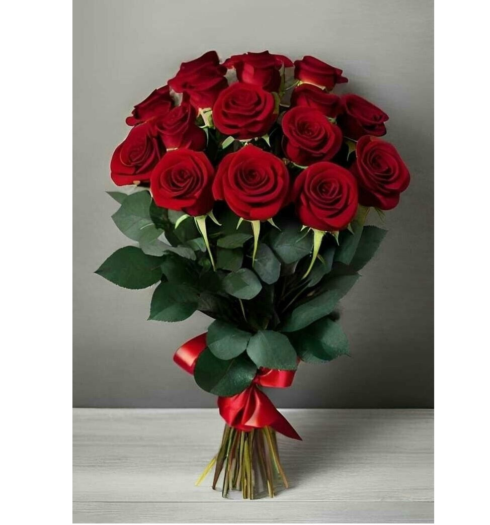 Flaming Red Roses Hand Bouquet