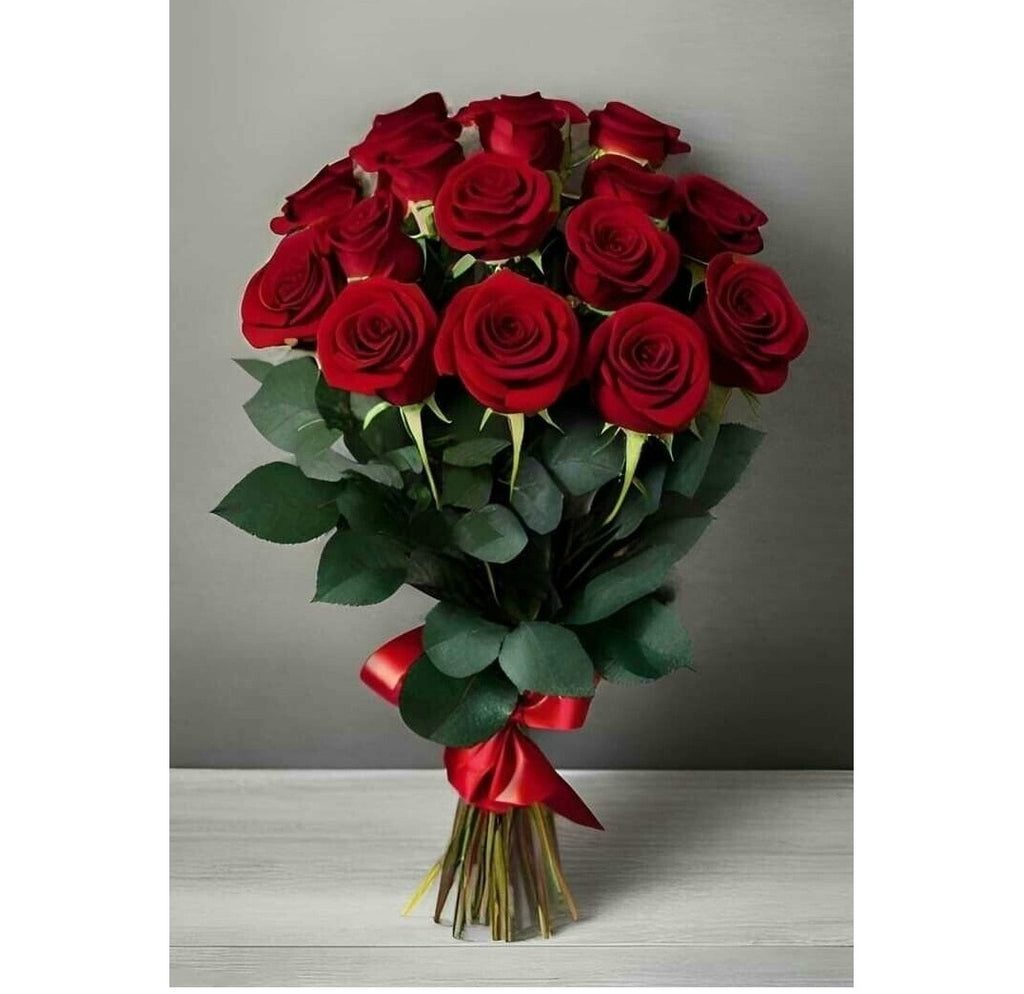 Flaming Red Roses Hand Bouquet
