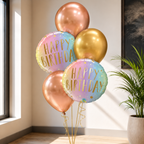 Pastel Chrome Birthday Balloon Bouquet