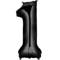 One Black Number Foil Balloon - Helium Filled with String