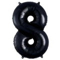 Eight Black Number Foil Balloon - Helium Filled with String