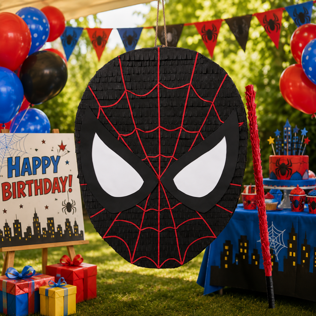 SPIDERMAN - BLACK PIÑATA PRE-ORDER | 3 Days Production | FREE Stick Included!