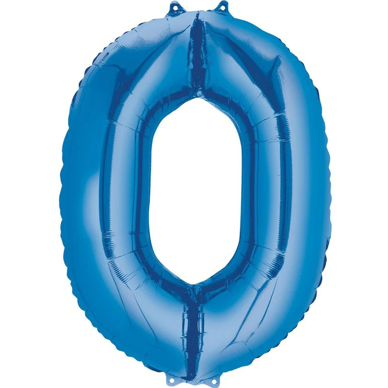 Zero Blue Number Foil Balloon - Helium Filled with String