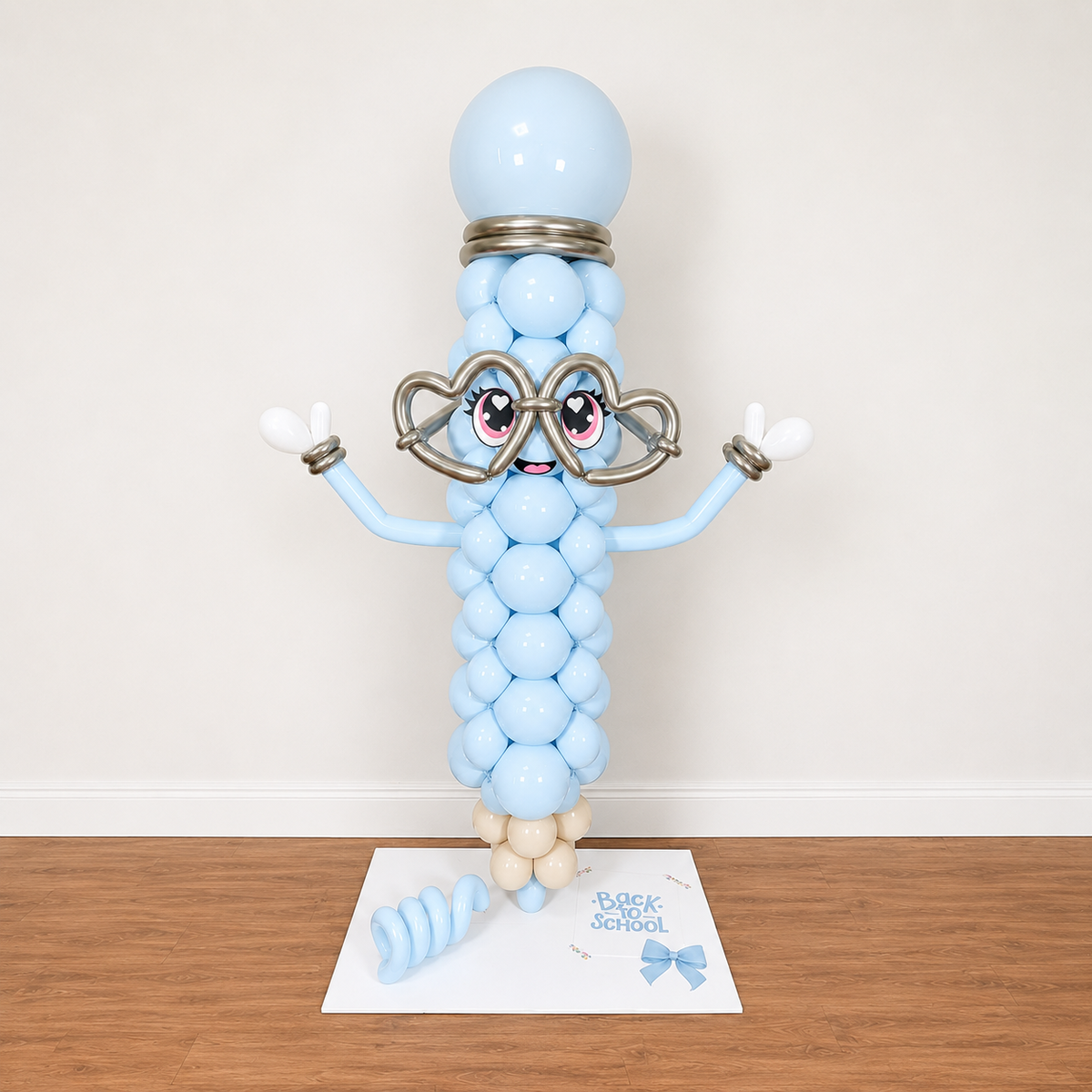 Miss Pencil - Blue & Pink Balloon Arrangement Standee Pillar - PRE Order 1Day In Advance