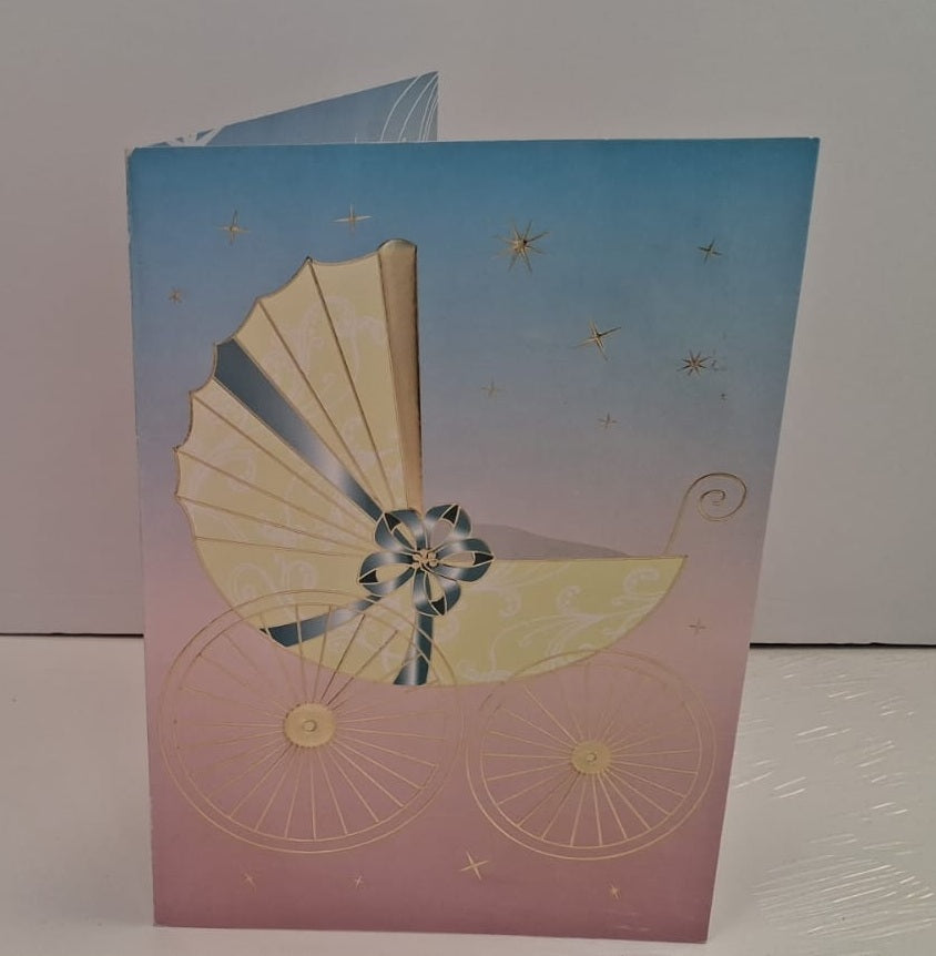 Baby Carriage / Trolly LARGE Blank Greeting Card