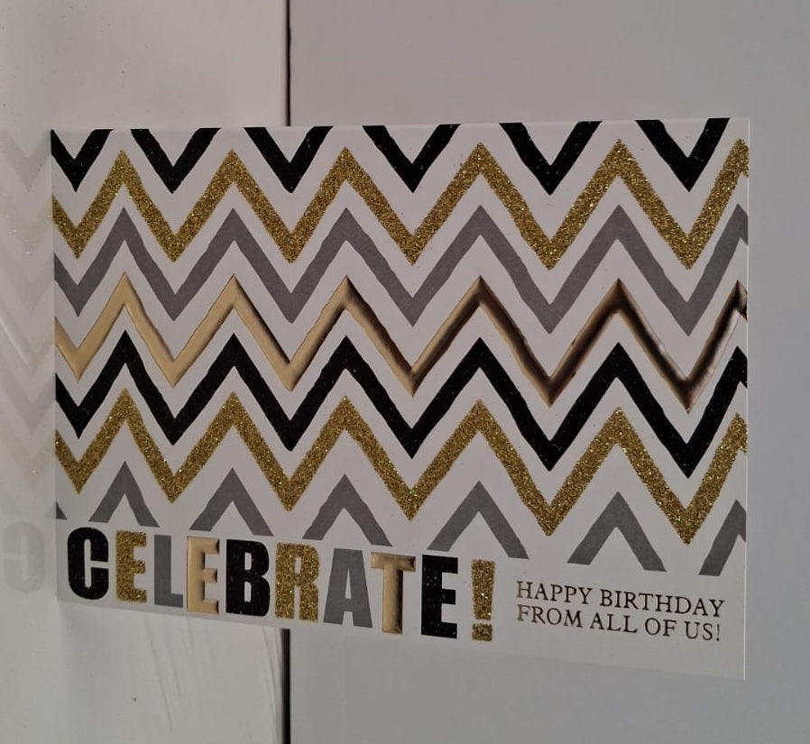 CELEBRATE! HAPPY BIRTHDAY FROM ALL OF US! Blank Greeting Card