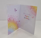 Happy Birthday Rainbow Butterfly Flowers Greeting Card