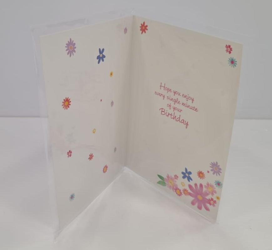 Happy Birthday Patches & WaterColor Flowers Greeting Card