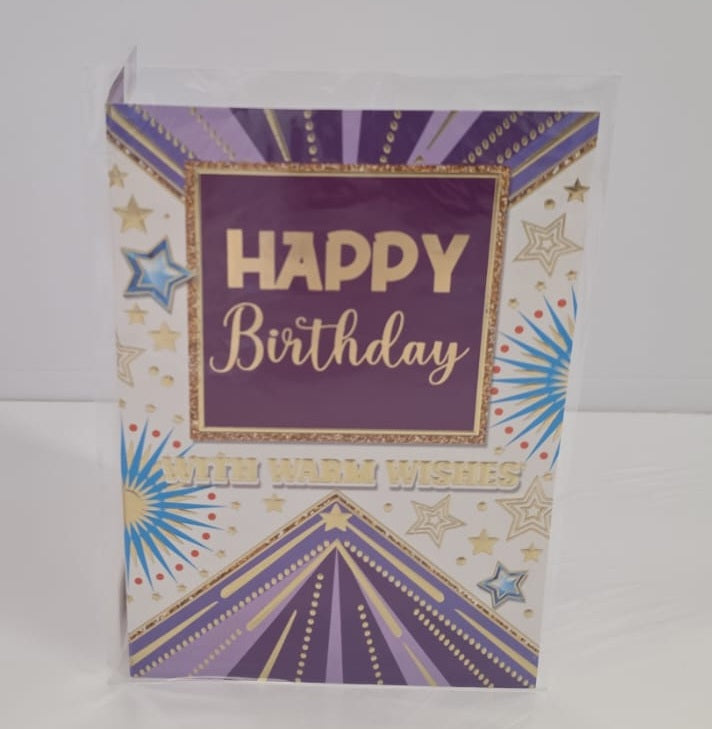 HAPPY Birthday WITH WARM WISHES Stars & Sun Greeting Card