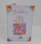 ON YOUR Birthday Flower Cake & Candles Greeting Card