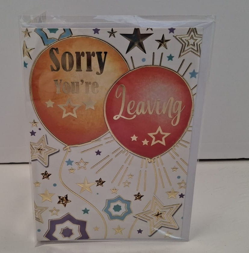 Sorry You're Leaving Balloons & Star Greeting Card