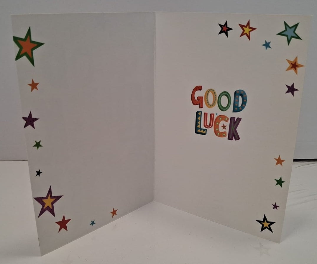 GOOD LUCK TO YOU Glittery Stars Greeting Card