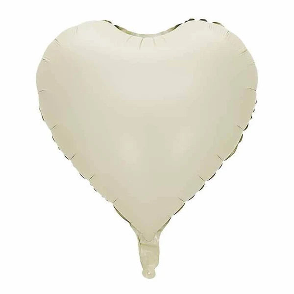 18H HEART WHITE BEIGE FOIL BALLOONS - HELIUM Filled