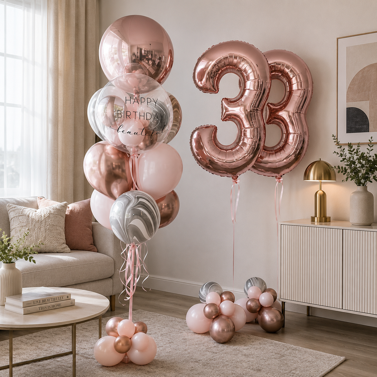 Any Two Number Sweet Princess ORBZ Bubble Custom Text Balloon Bouquet