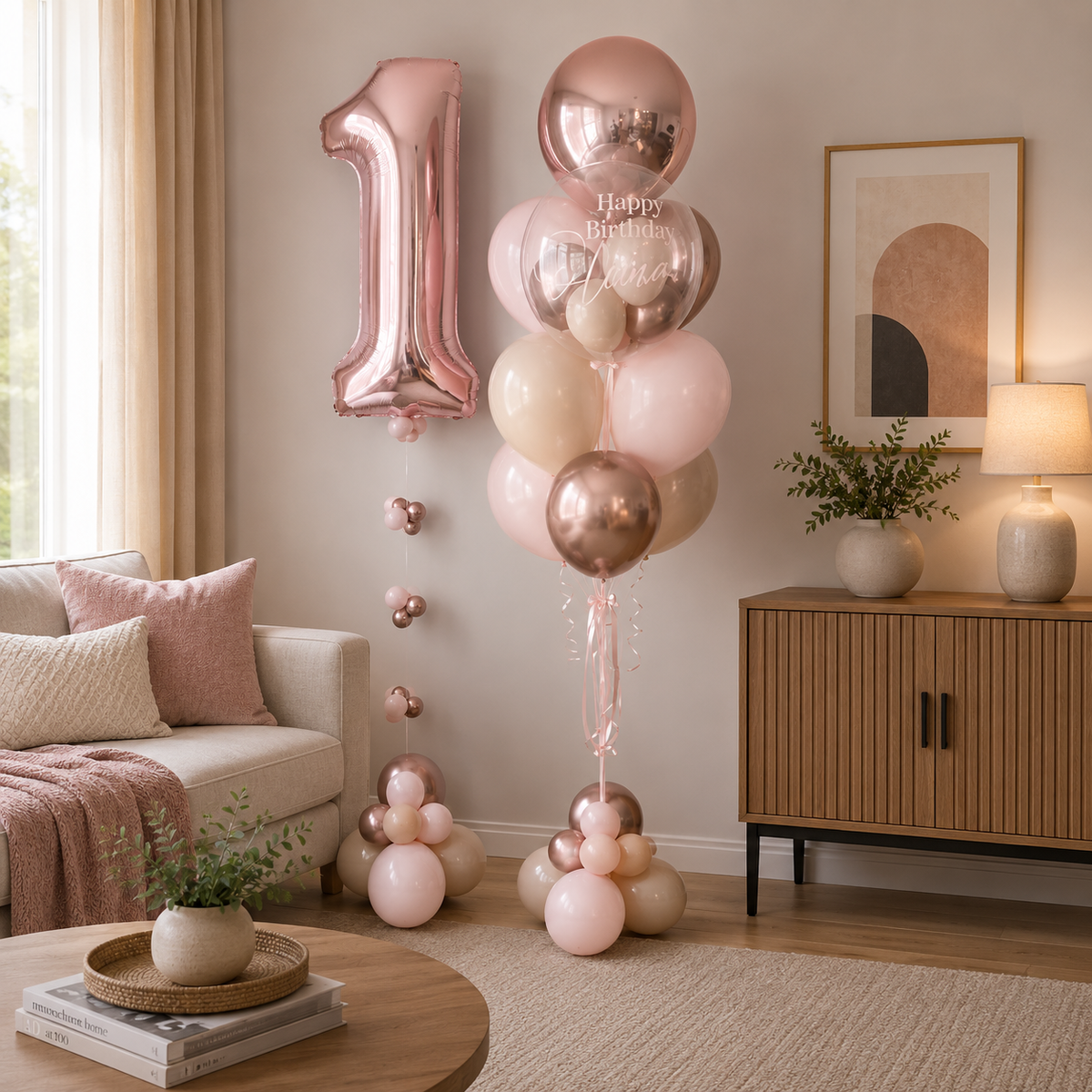 Any Number Princess ORBZ Bubble Custom Text Balloon Bouquet