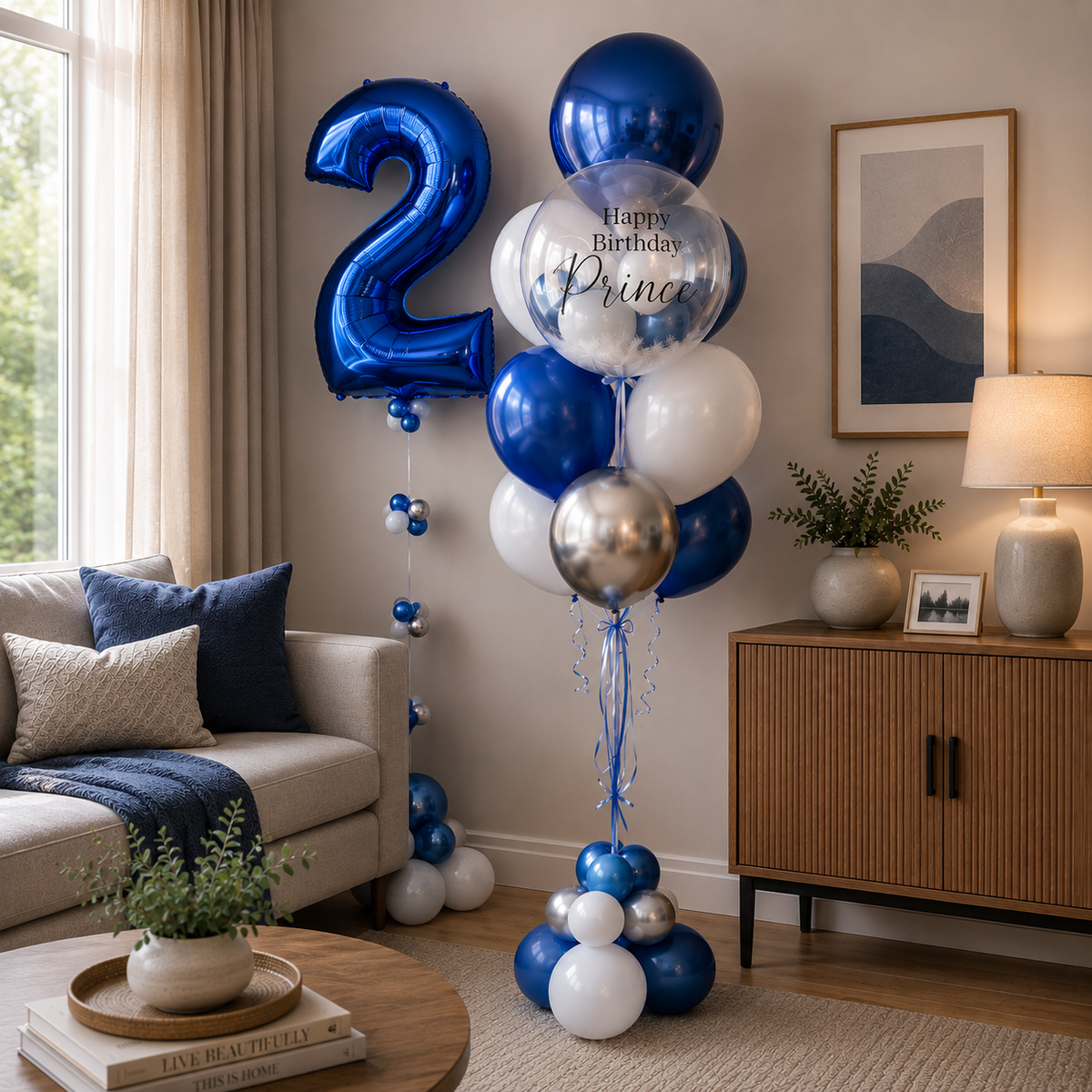 Any Number Royal Prince ORBZ Bubble Custom Text Balloon Bouquet