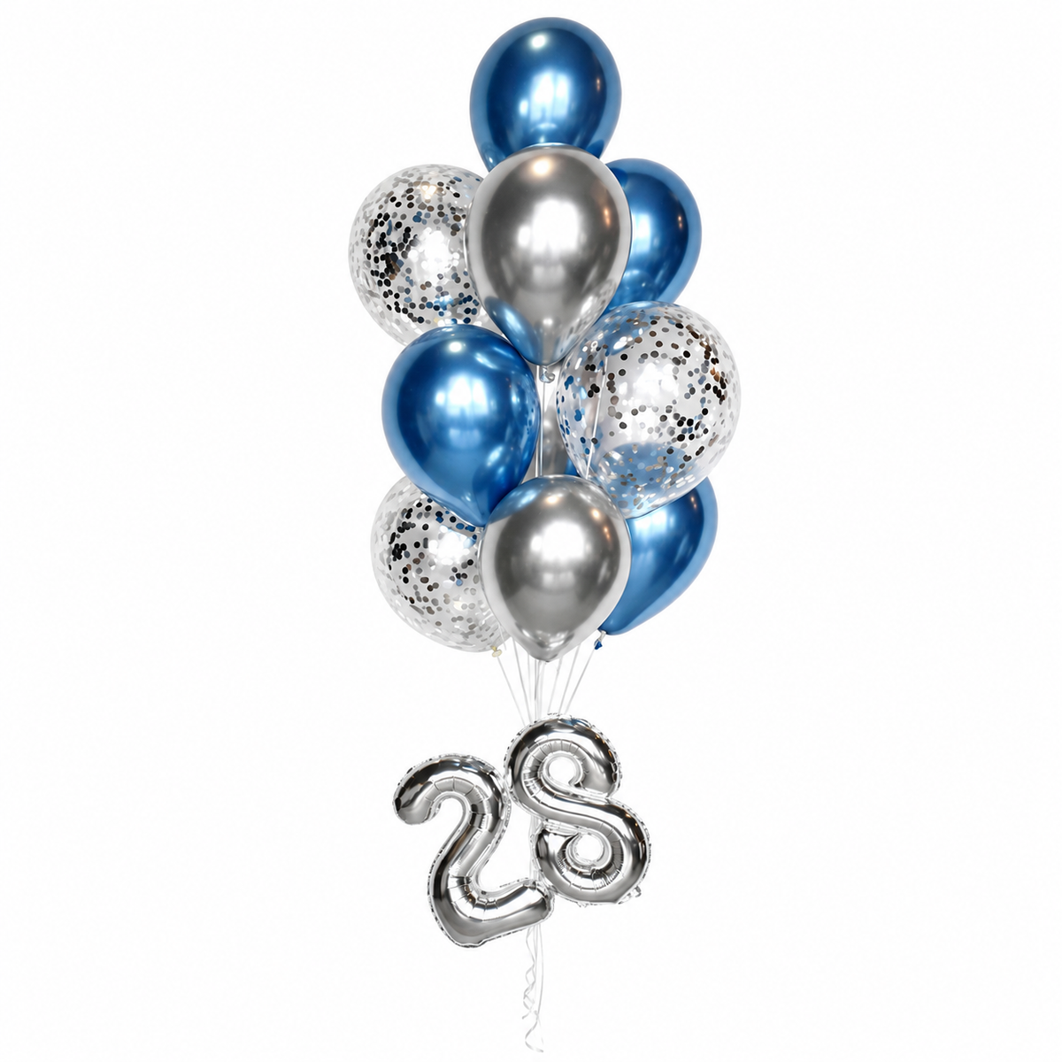 Any Two Number Chrome Confetti Balloon Bouquet - 5 Design