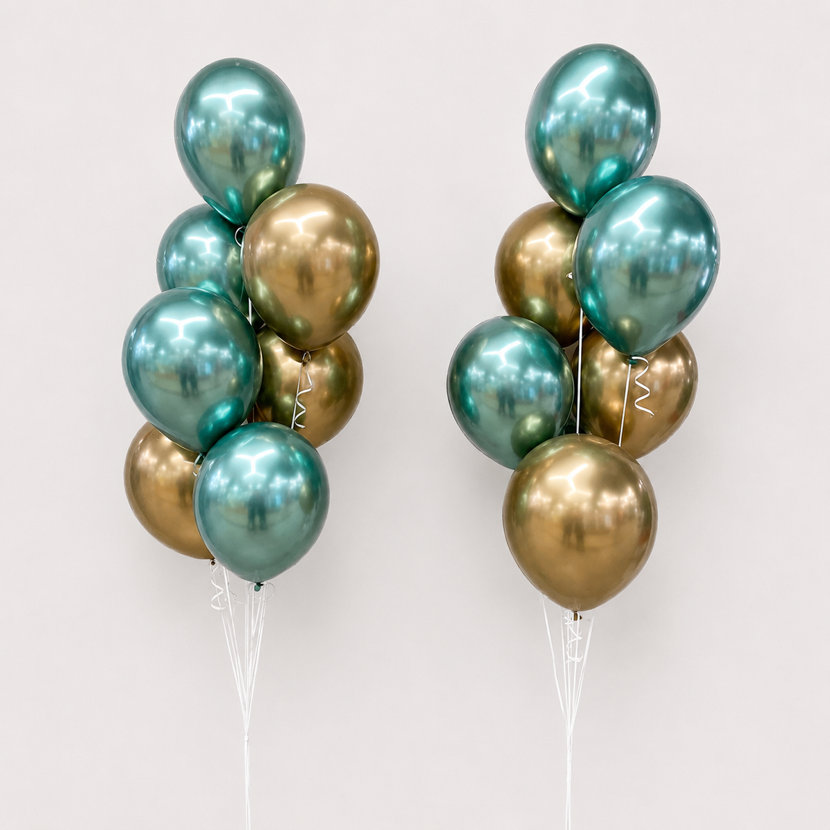 Chrome Festivity Green Gold Latex Balloon Bouquet - 8/16count