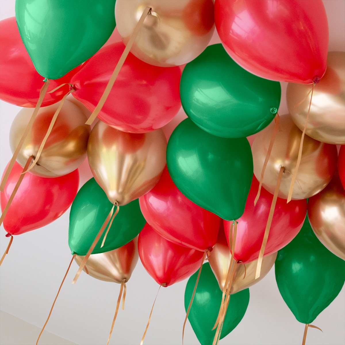 Festivity Chrome Gold & Red, Green Party Helium Balloons - 25count