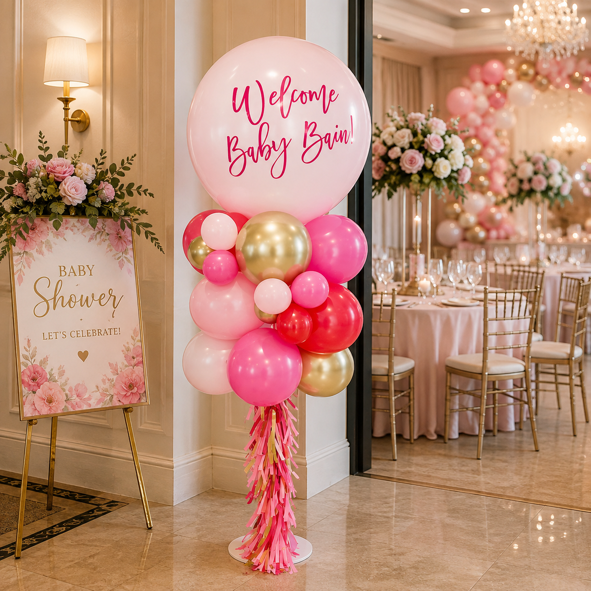 Customized Classic Pink Princess Balloons Standee