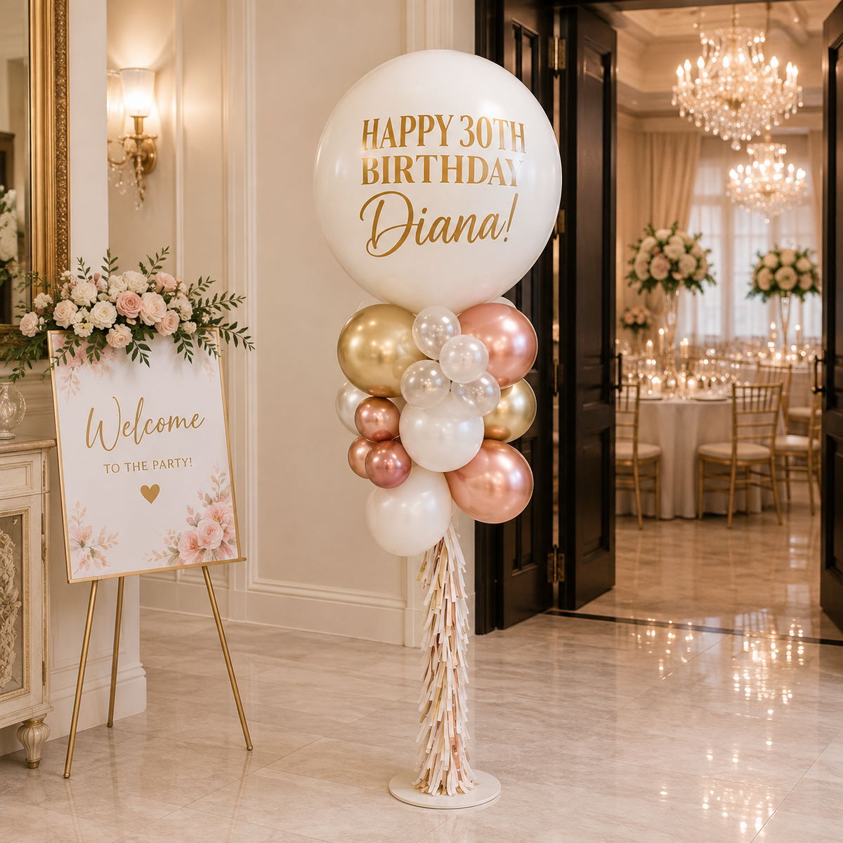 Customized Classic Aesthetic Blush Balloons Standee