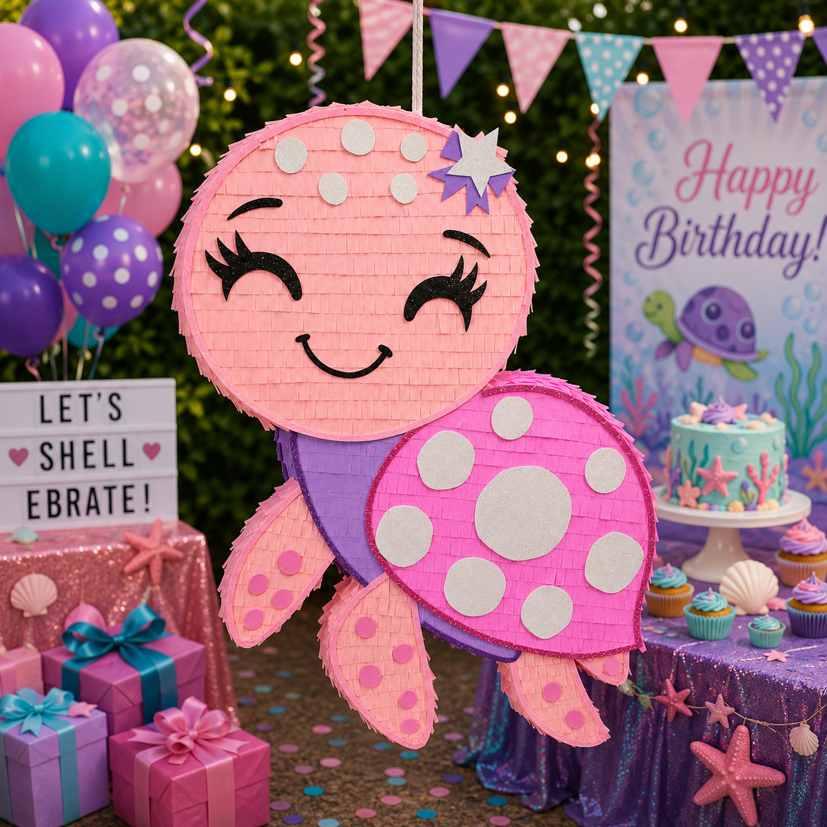 CUTE TURTLE PINK PIÑATA PRE-ORDER | 3 Days Production | FREE Stick Included!