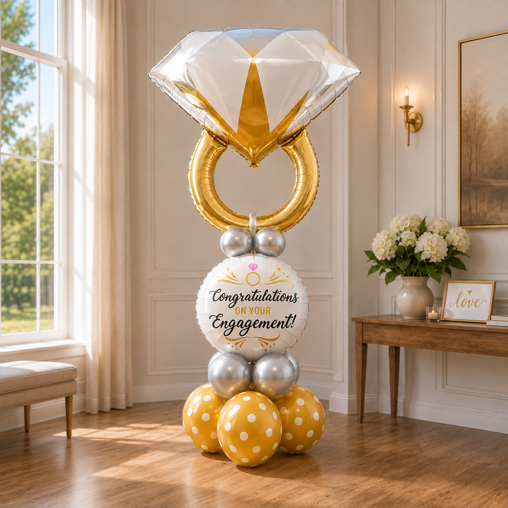 Silver Engagement Party Balloon Bouquet