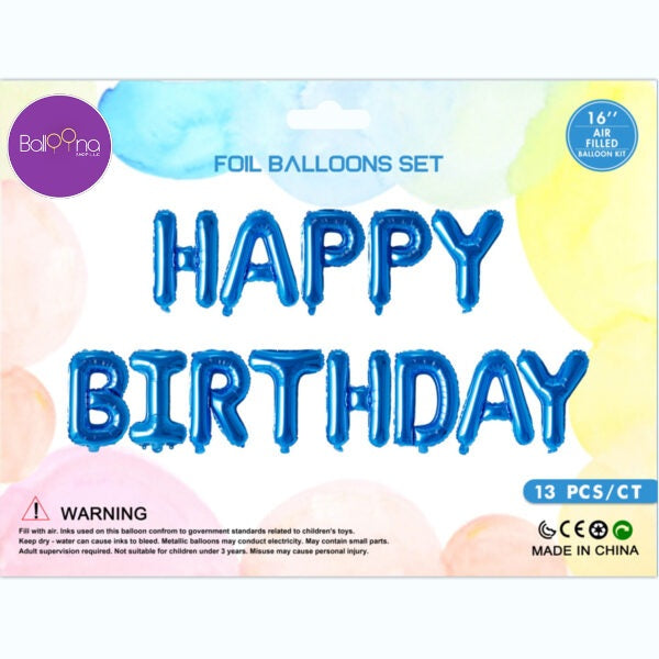 HAPPY BIRTHDAY ROYALBLUE Foil Balloon Banner - AIR-FILLED (NON-FLYING)