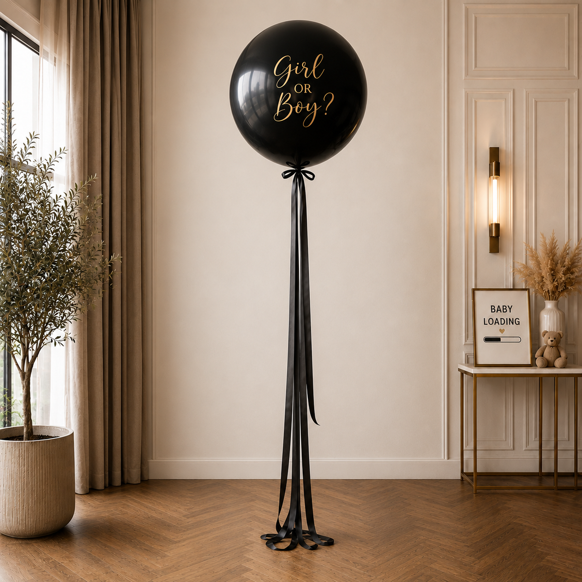 30inches Gender Reveal Latex on a Round Backdrop with Cloud Organic Classic Cluster