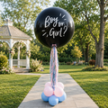 30inches Black Gender Reveal Latex Balloon - on a Foil Weight