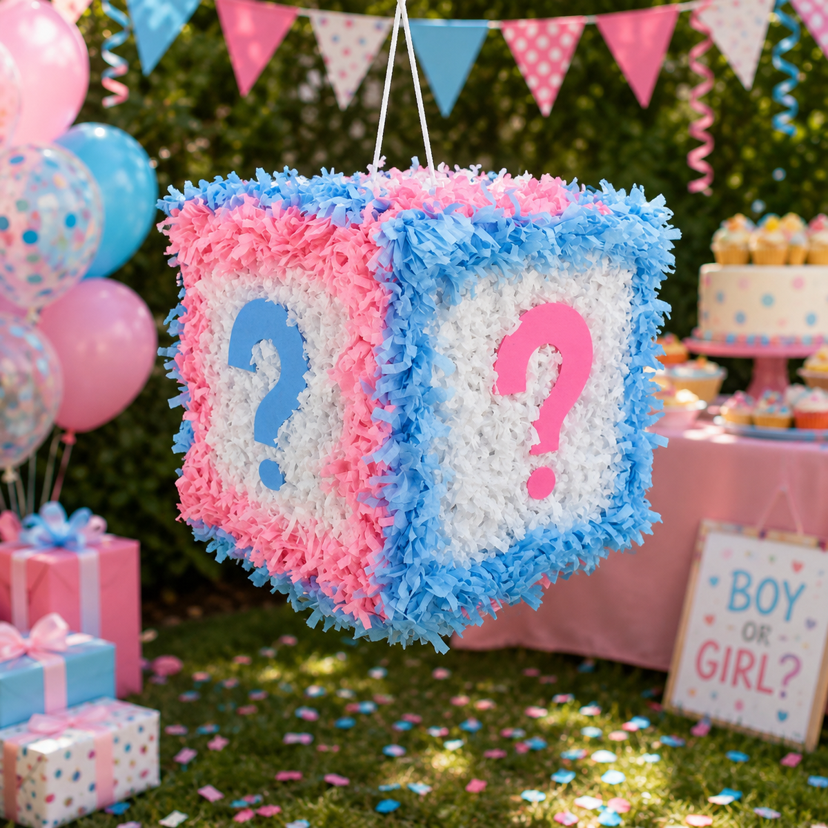 GENDER REVEAL BOX PIÑATA PRE-ORDER | 3 Days Production | FREE Stick Included!