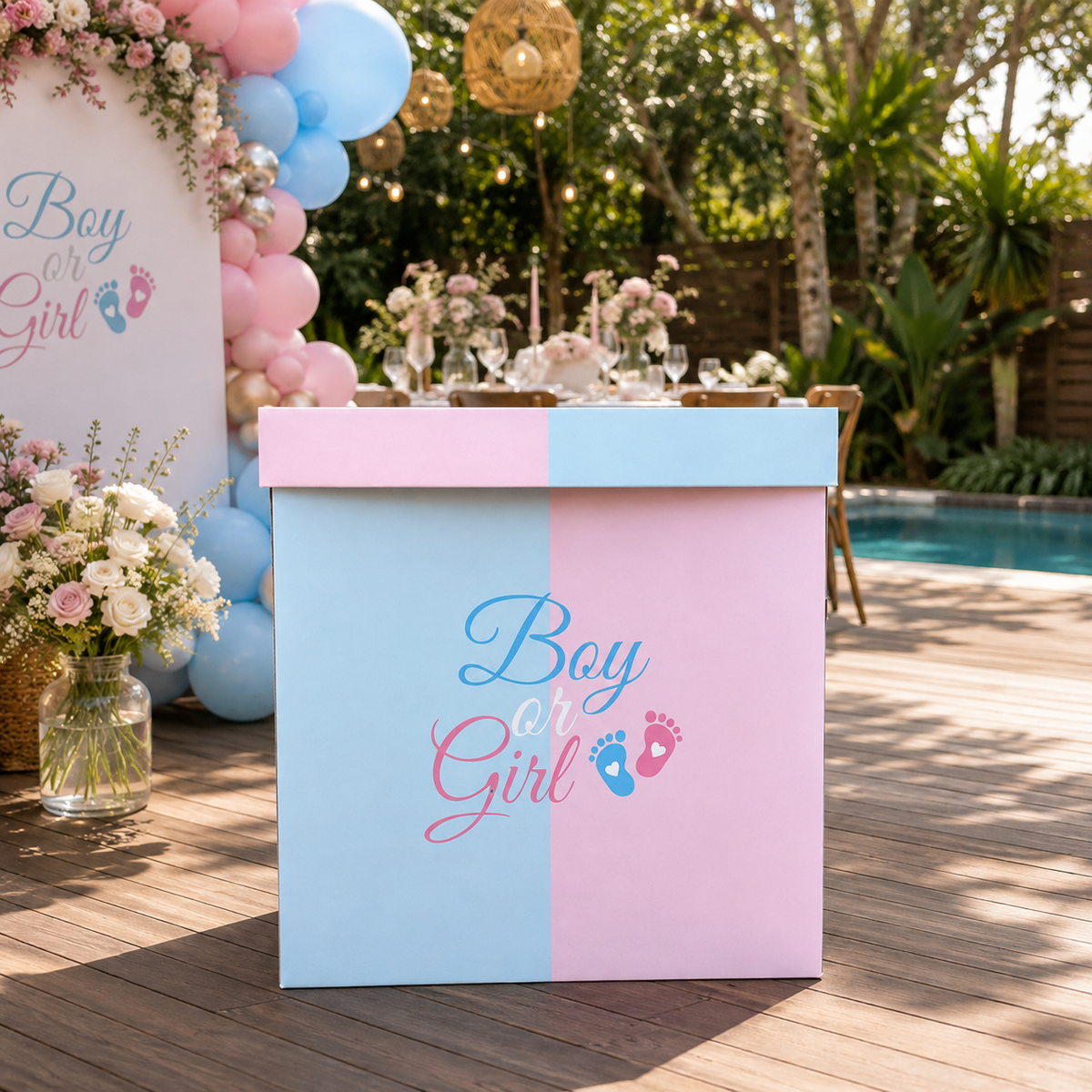 Gender Reveal Surprise Box Split Color Design