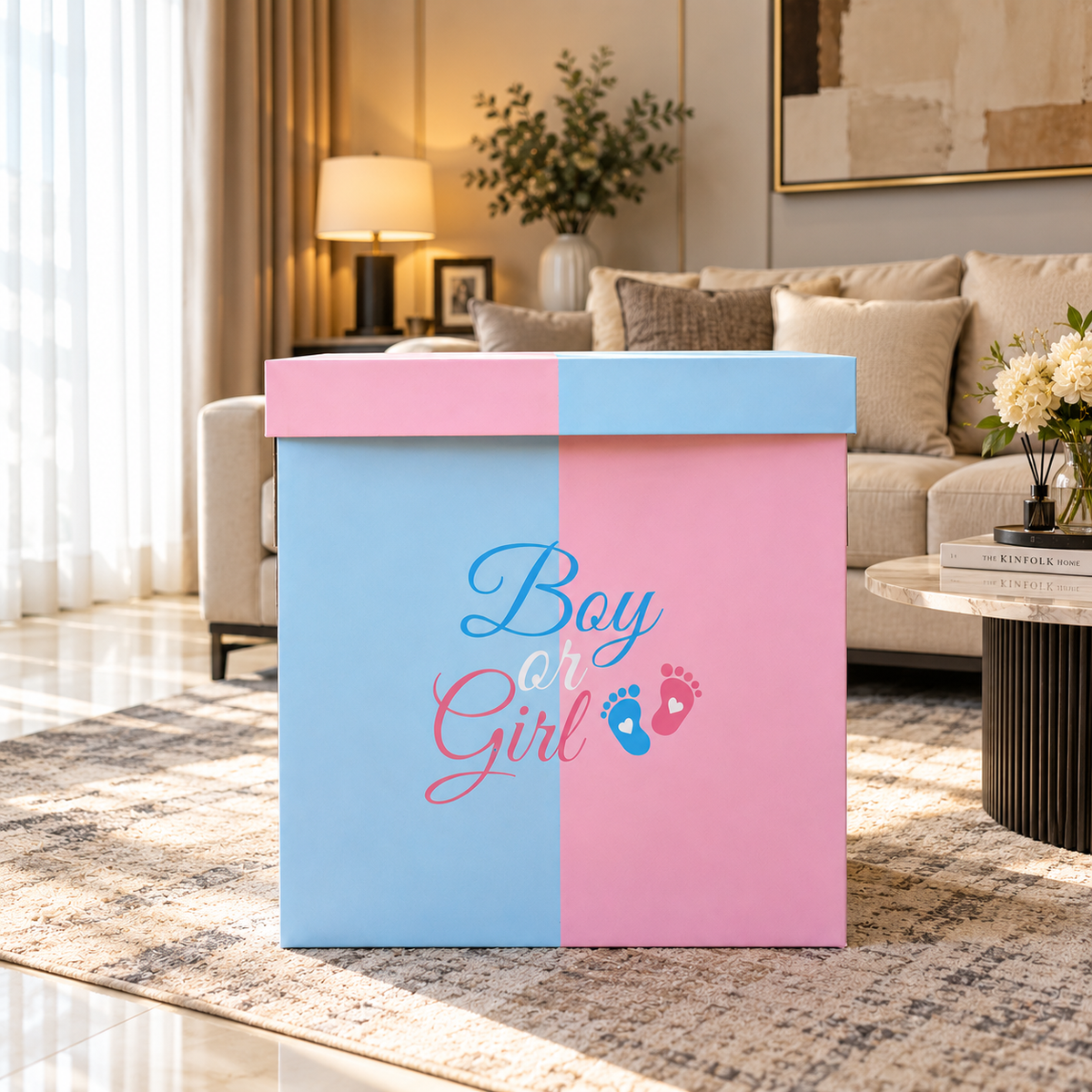 Gender Reveal Surprise Box Split Color Design