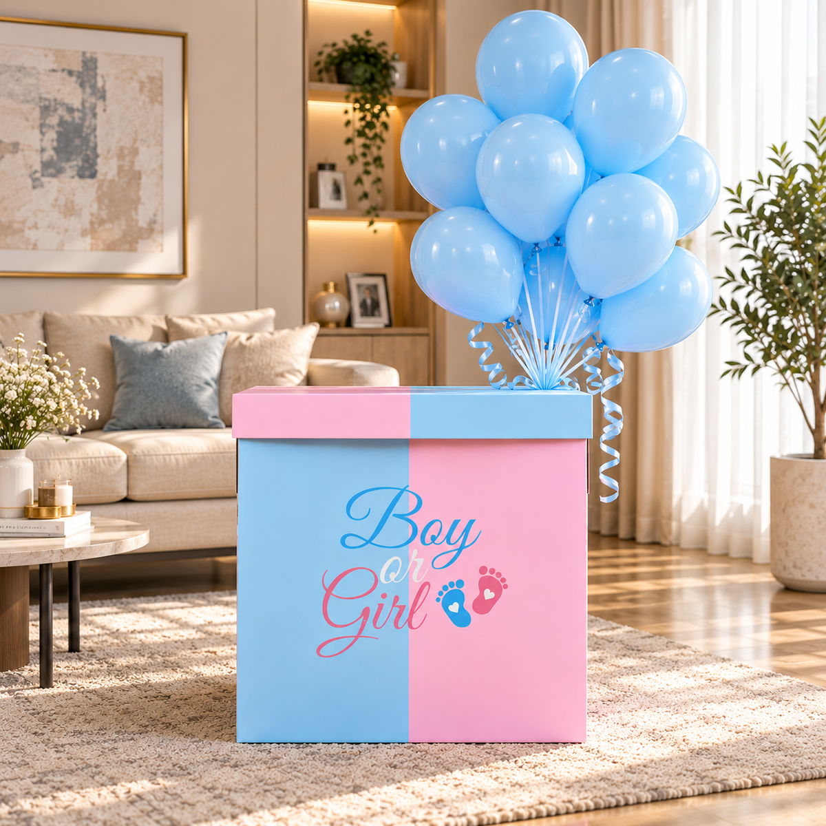 Gender Reveal Surprise Box Split Color Design