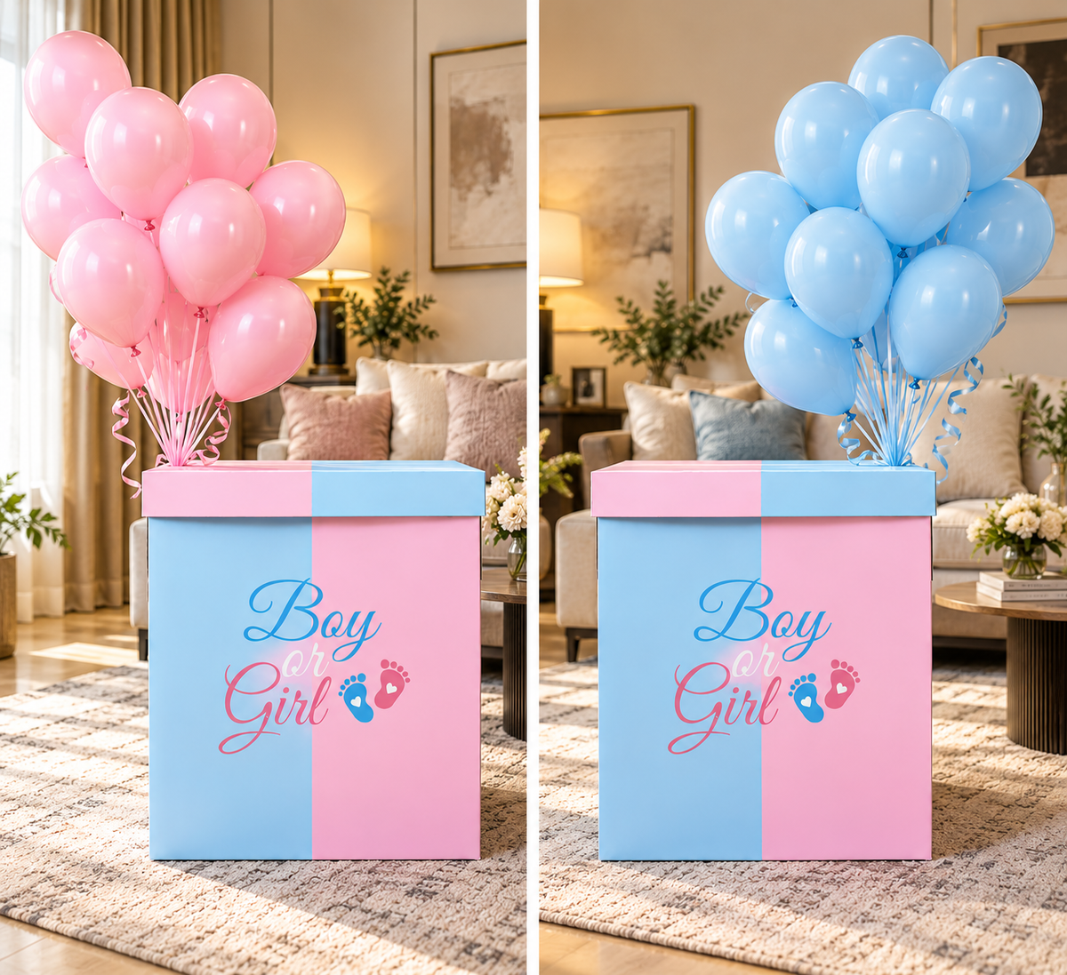 Gender Reveal Surprise Box Split Color Design