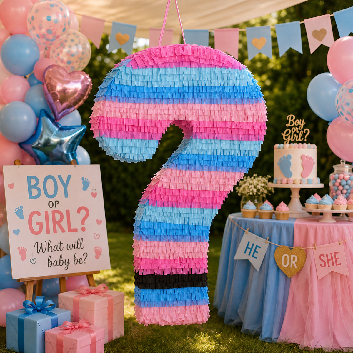 GENDER REVEAL QUESTION MARK PIÑATA PRE-ORDER | 3 Days Production | FREE Stick Included!