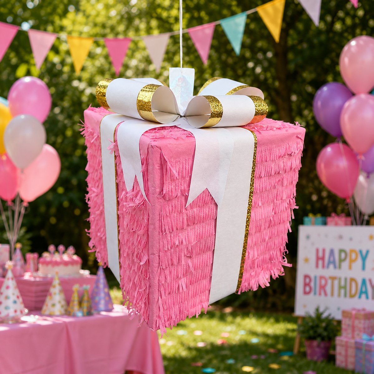 PINK GIFT BOX PIÑATA PRE-ORDER | 3 Days Production | FREE Stick Included!